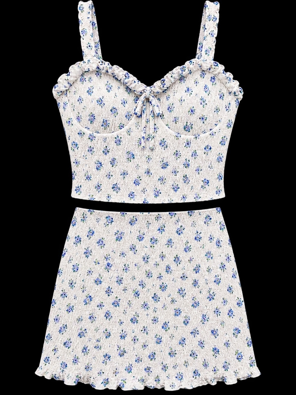No Boundaries Floral Top & Mini Skirt Small 4/6